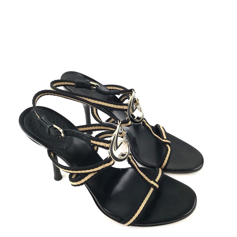 Gucci GG Logo Open Toe Stiletto Sandal Heel Sz 9 - Picture 4 of 8
